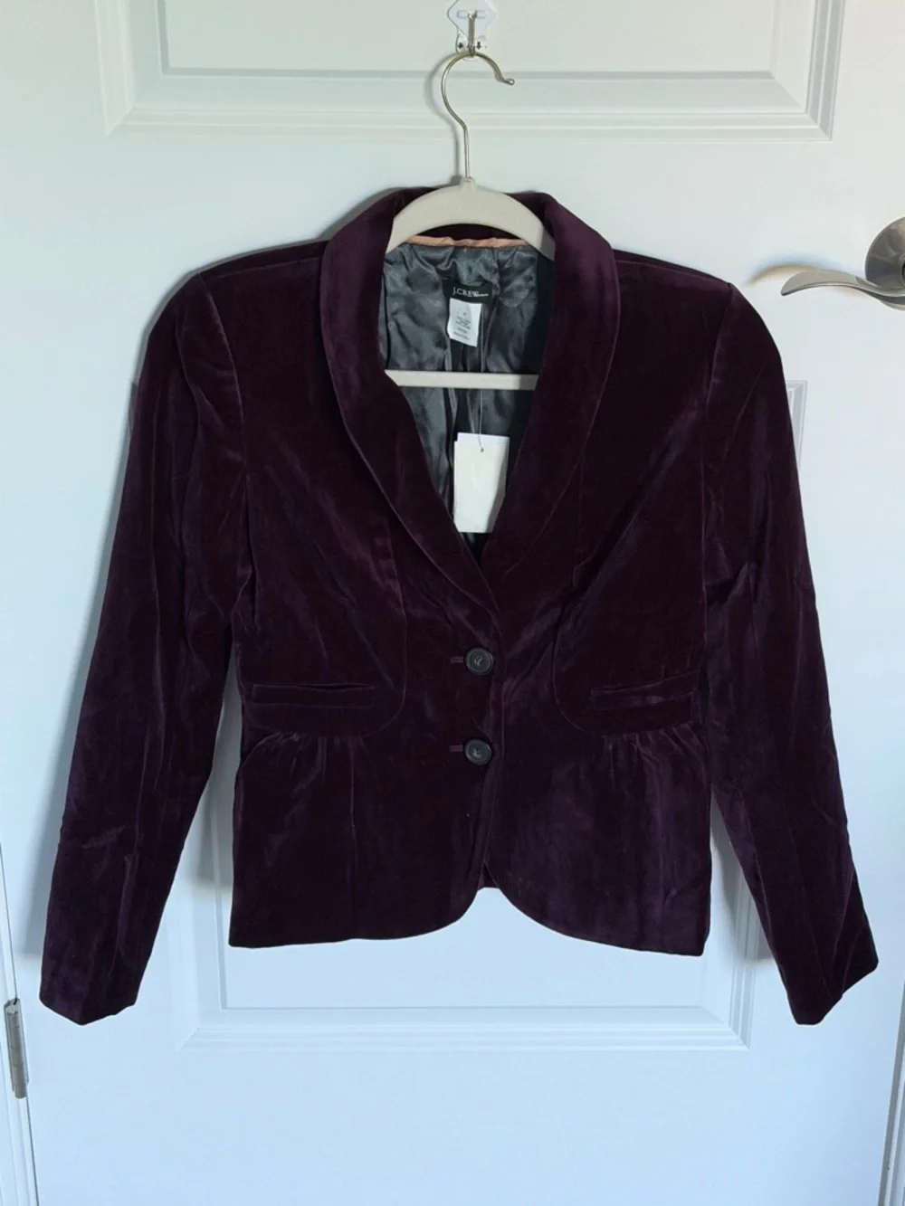 NEW J. Crew Women's Deep Plum Eden Velvet Blazer Jacket Size 0 39667